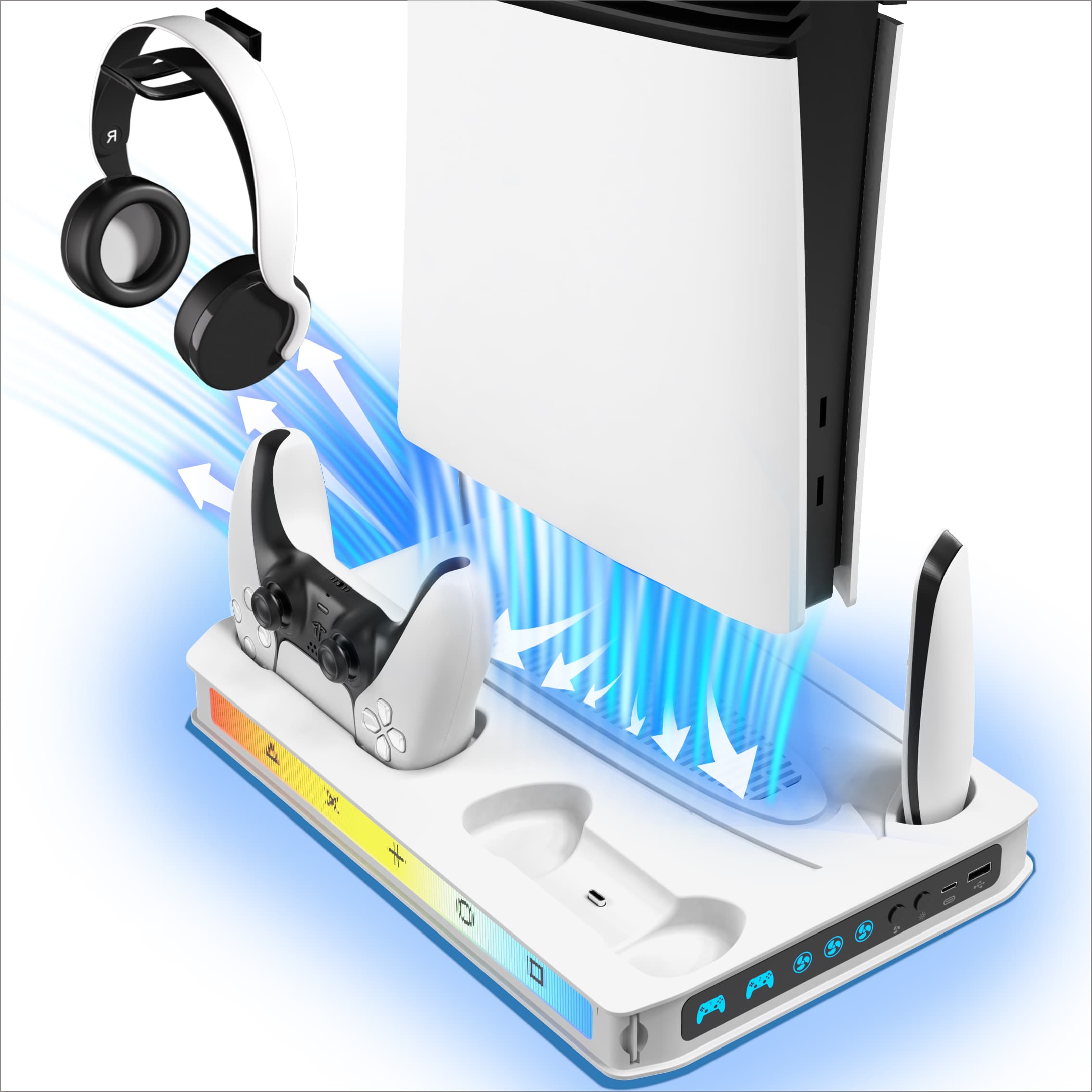 Suporte Multifuncional de Refrigeração DIY para PS5, PS5 Slim e PS5 Pro - Experiência aprimorada para todos os modelos