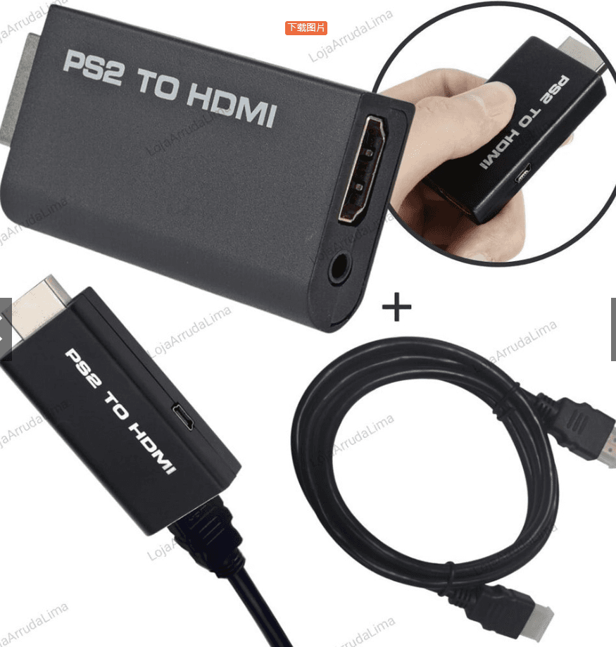 Conversor PS2 Para HDMI 1080P Cabo De Áudio De 3.5 Mm Suporta Modos De Exibição Projetor HDTV