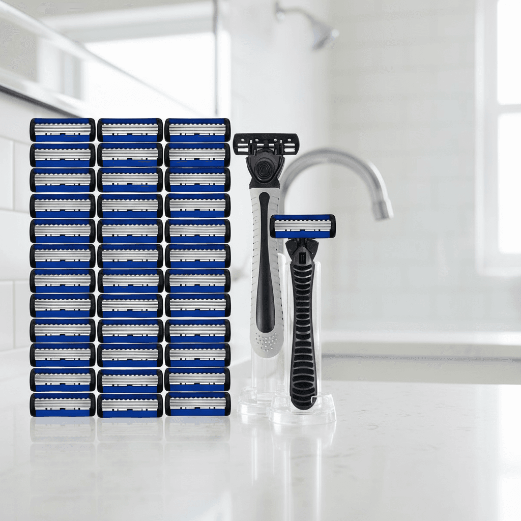 Lâminas de barbear de 6 camadas reutilizáveis para barbeador manual masculino