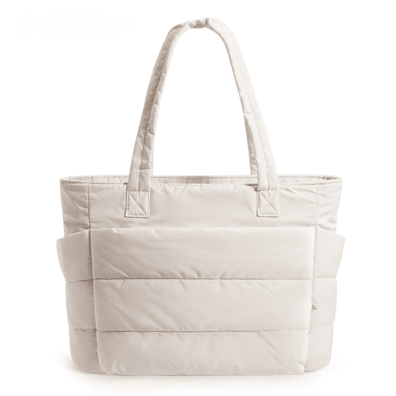 Bolsa leve acolchoada para mulheres | Ideal para viagens, trabalho, academia, uso elegante como bolsa de ombro. Beg