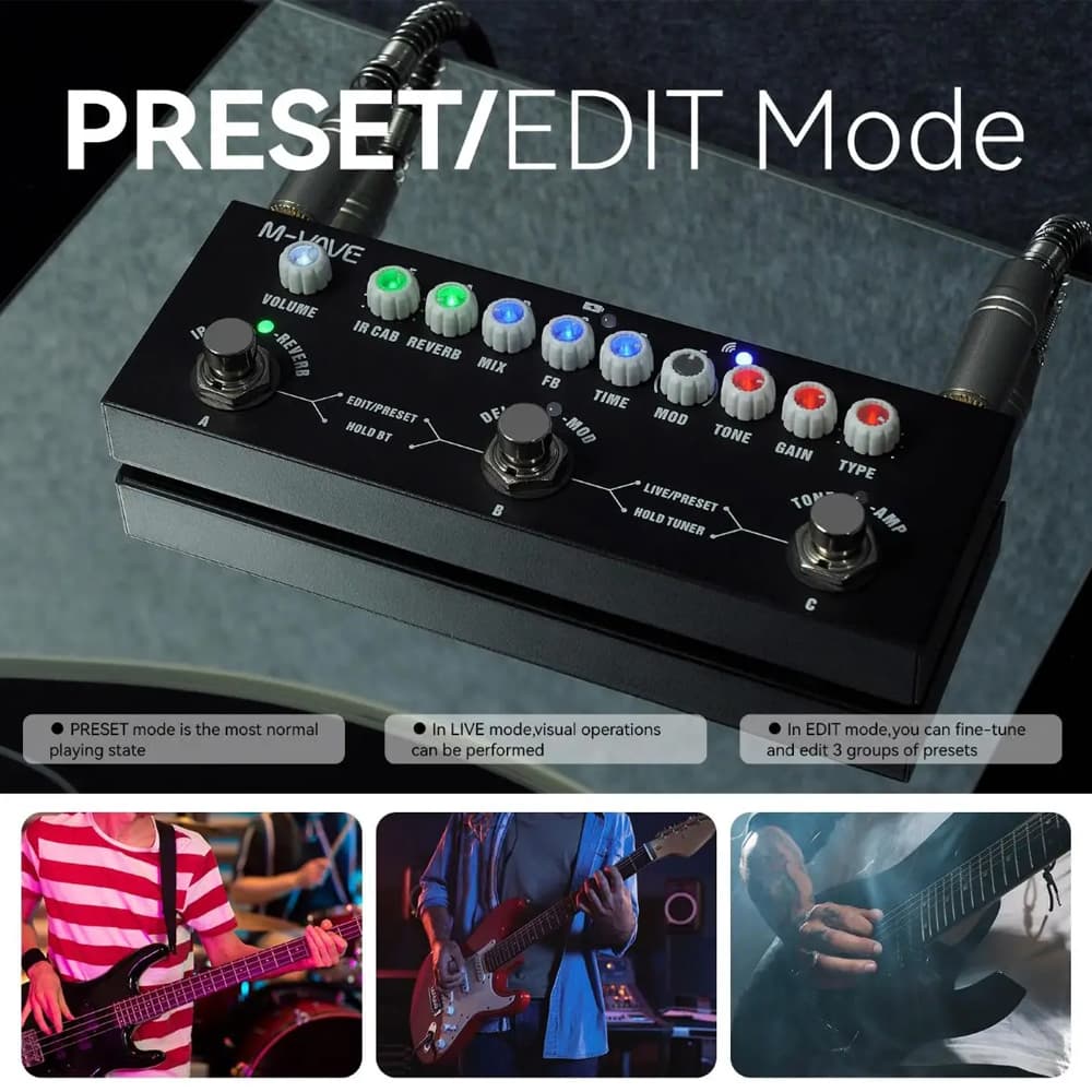 Série de Pedais Multi-Efeitos M-VAVE, Processador de Efeitos para Guitarra Elétrica, Baixo e Violão Acústico, Simulador