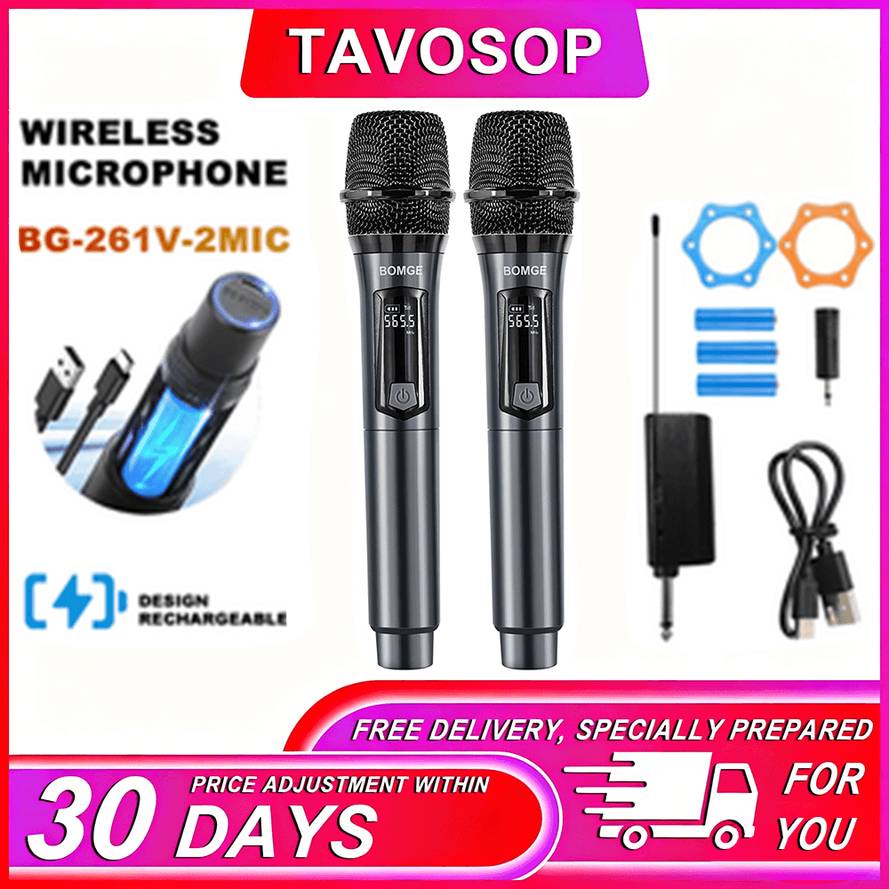 Microfone de Mão Profissional TAVOSOP UHF Sem Fio Microfone Dinâmico de Metal para Karaokê e Palestras