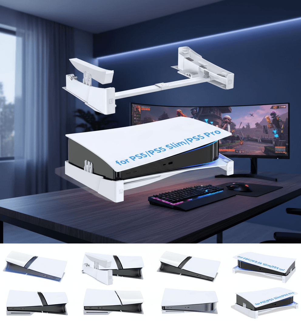 Suporte Horizontal PS5/PS5 SLIM/PS5 PRO, Base de Montagem para Playstation 5 Edição Física e Digital, Acessórios