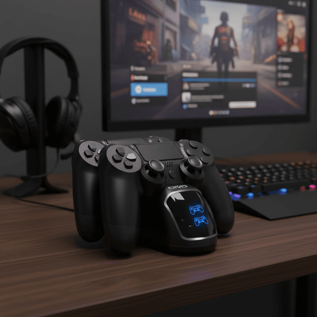 Estação de Carregamento com Suporte para Controle e Chip Atualizado para PS4 Pro, PS4 Slim, Acessórios PS4