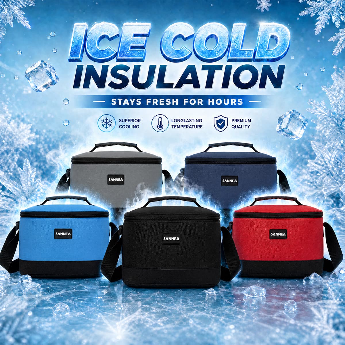 Bolsa térmica isolada 6L - Lancheira térmica para o trabalho ou piquenique - Leve e dobrável - 5 cores