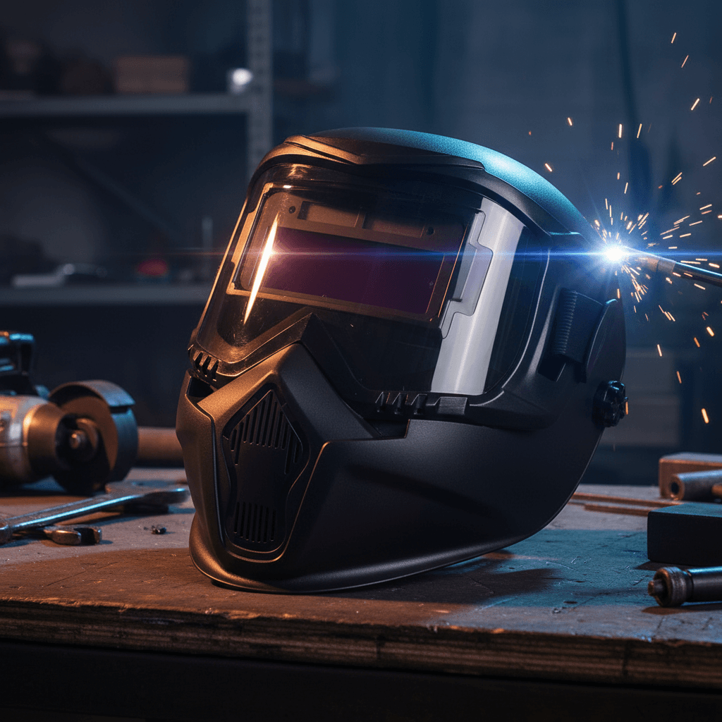 Capacete de Soldagem com Filtro de Luz Automático e Óculos Anti-Reflexo para Proteção de Cabeça Profissional