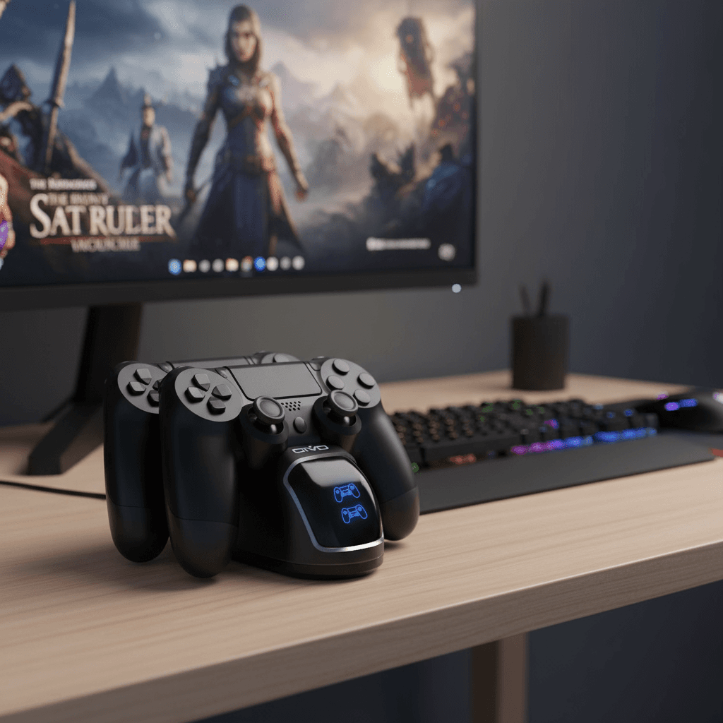 Estação de Carregamento com Suporte para Controle e Chip Atualizado para PS4 Pro, PS4 Slim e Acessórios PS4