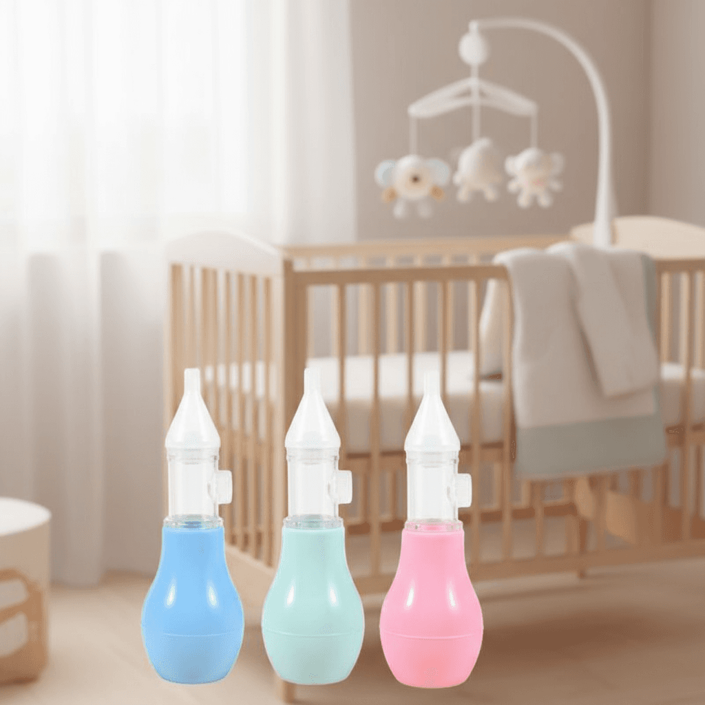 Limpador nasal para bebê, silicone, anti-refluxo, aspirador nasal manual.