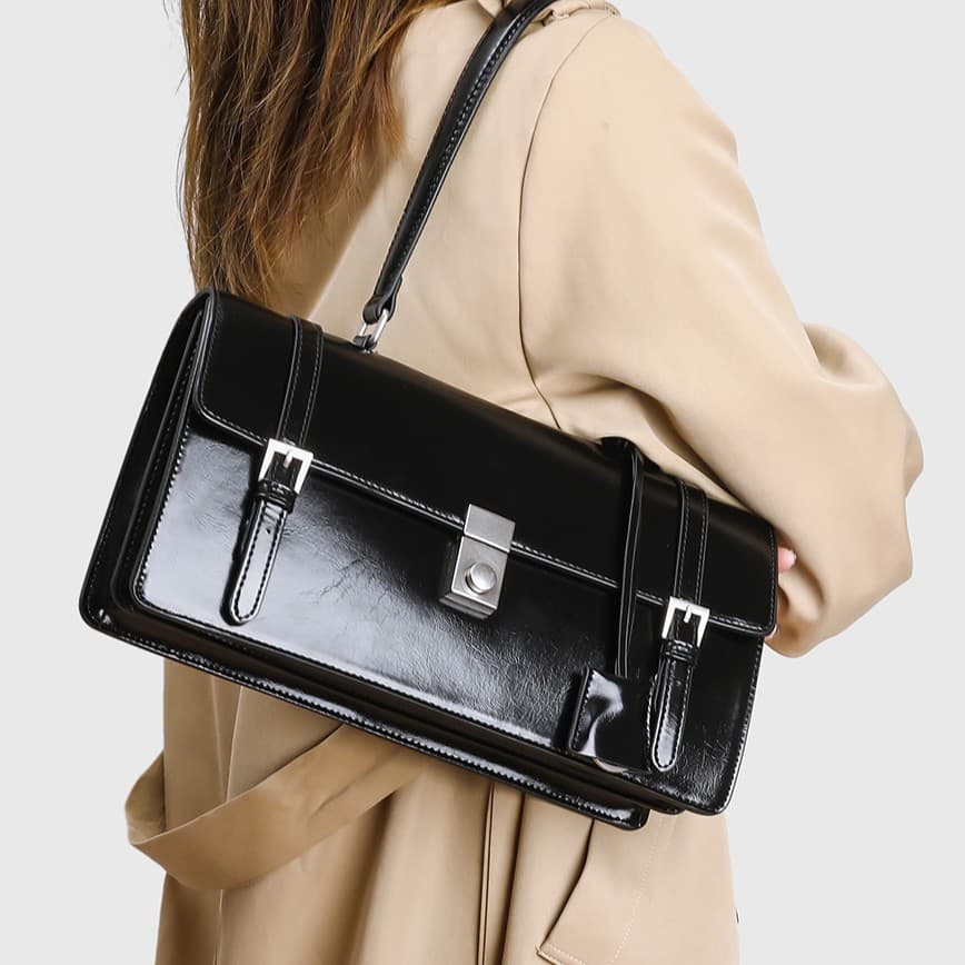 Bolsa feminina preta elegante com canal, de ombro, mini tiracolo estética crossbody, bolsa de mão, mini bolsa