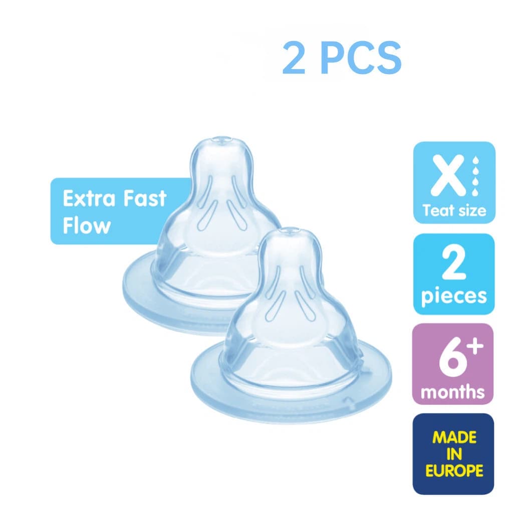 Bico de Mamadeira para Bebê 6+ Meses - SUPER ALTA VAZÃO - 2 Peças - Diâmetro 52mm Bico Largo