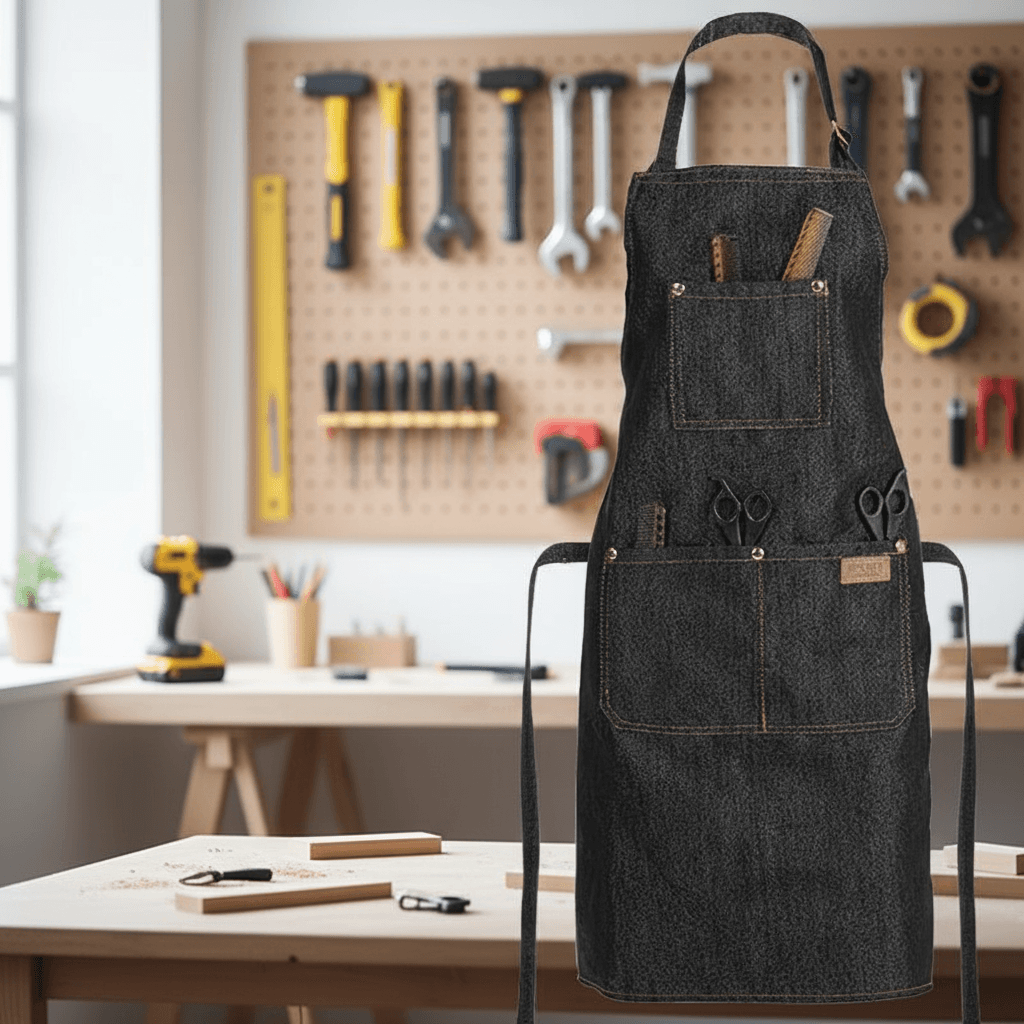 Avental de Lona Encerada à Prova d'Água para Jeans com Bolsos Avental de Trabalho Ajustável para Homens e Mulheres Leve
