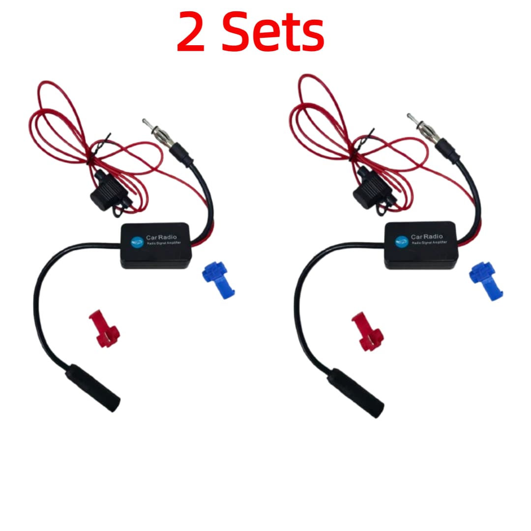 Antena De Rádio Fm Estéreo Universal Para Carro , Amplificador De Sinal , Adaptador De Plugue Din 12v , 2 Conjuntos