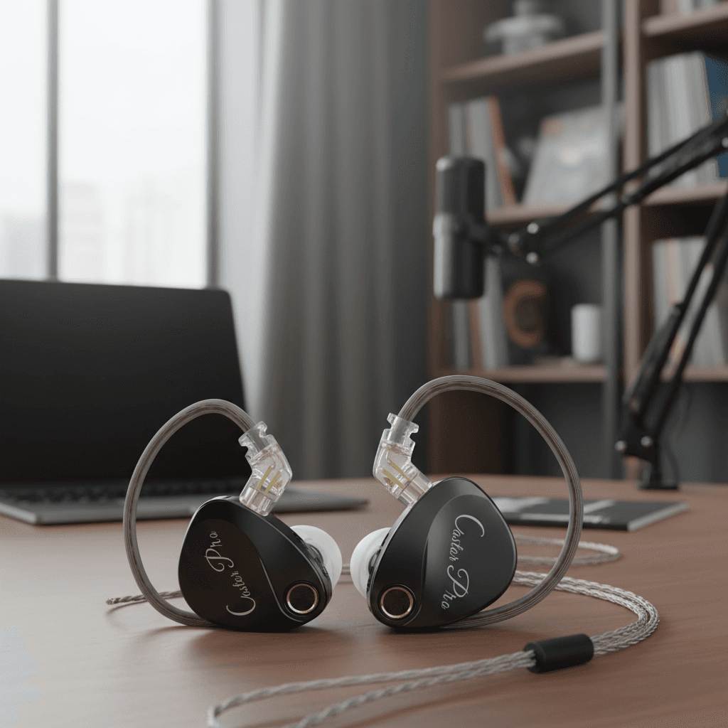KZ Castor Pro Fones de Ouvido com Fio para Jogos, Intra-Auricular, com Duplo Driver Dinâmico Ajustável de 10mm,