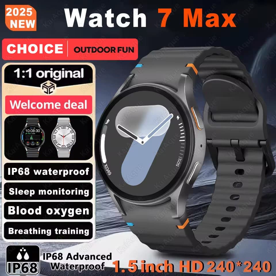 Para Samsung Smart Watch7 Max 2025 AMOLED Bluetooth Liga Smartwatch Esportivo à Prova d'Água Presente Feminino
