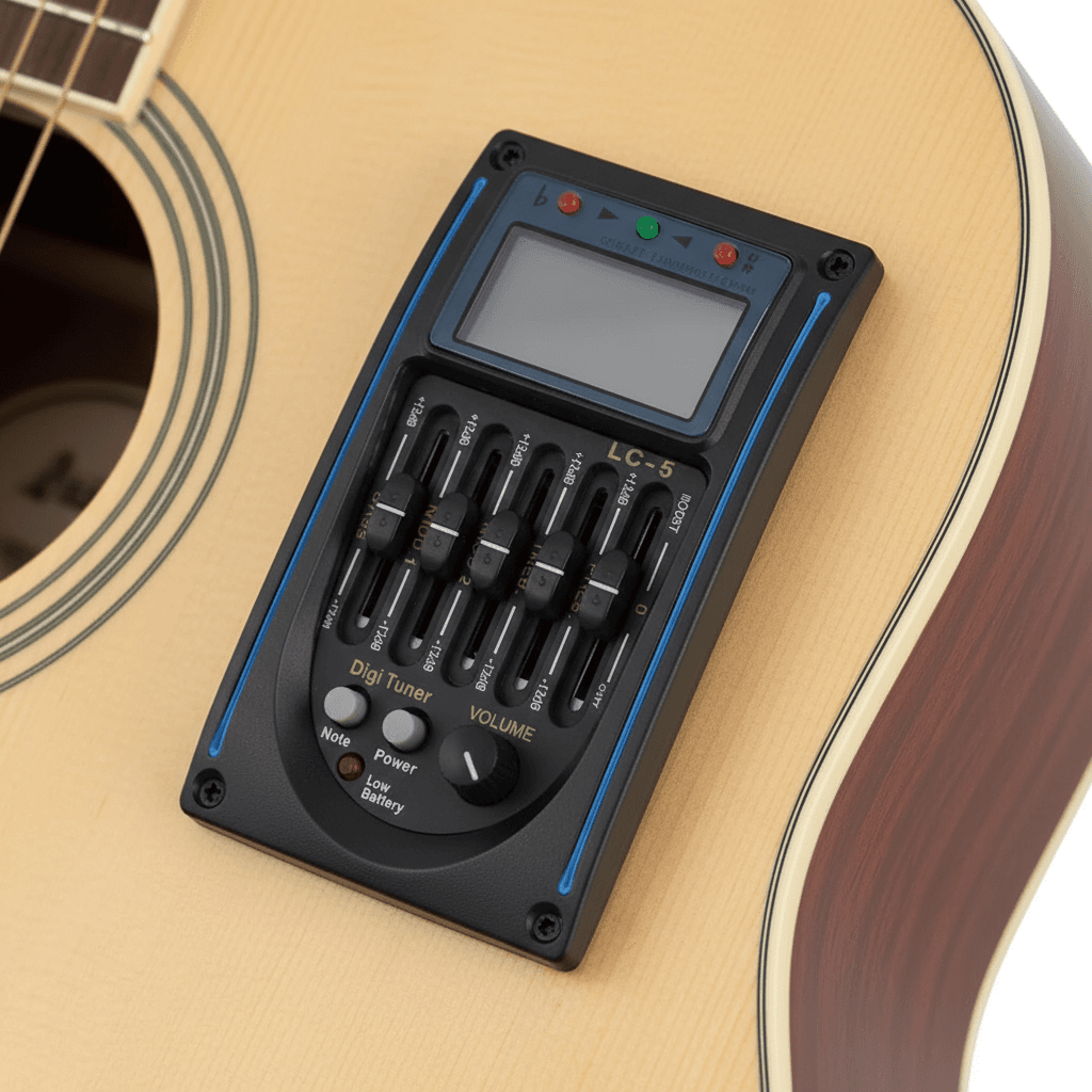 LC-5 Equalizador Acústico para Violão com 5 Bandas, Captador Piezo e Afinador