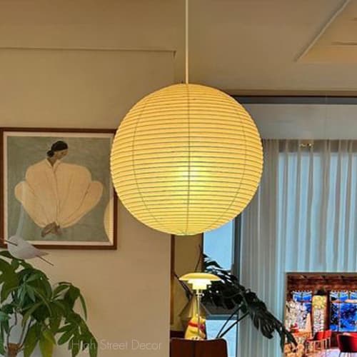White Paper Noguchi Pendant – Espinha grossa – Japonês – Lâmpada inteligente 9W – WiFi – Cabo 1M – Luz quente
