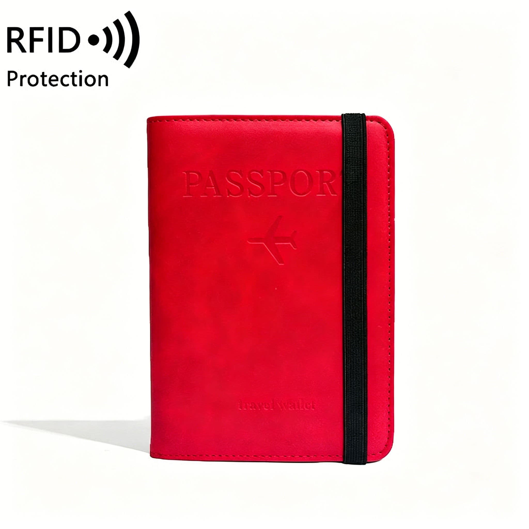 Porta-passaporte RFID, carteira porta-passaporte fina, acabamento em couro PU, carteira multifuncional, porta-passaporte