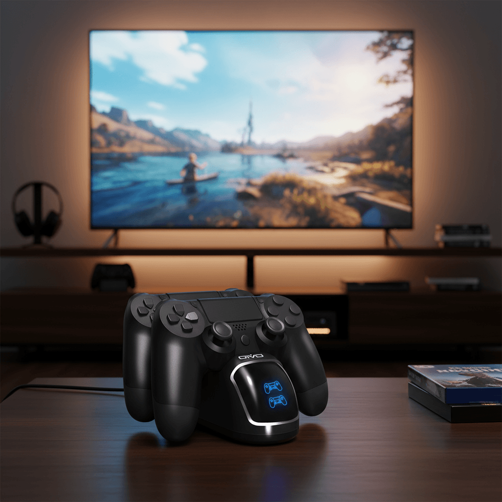 Estação de Carregamento Atualizada com Suporte para Controle para PS4 Pro, PS4 Slim e Acessórios do PS4