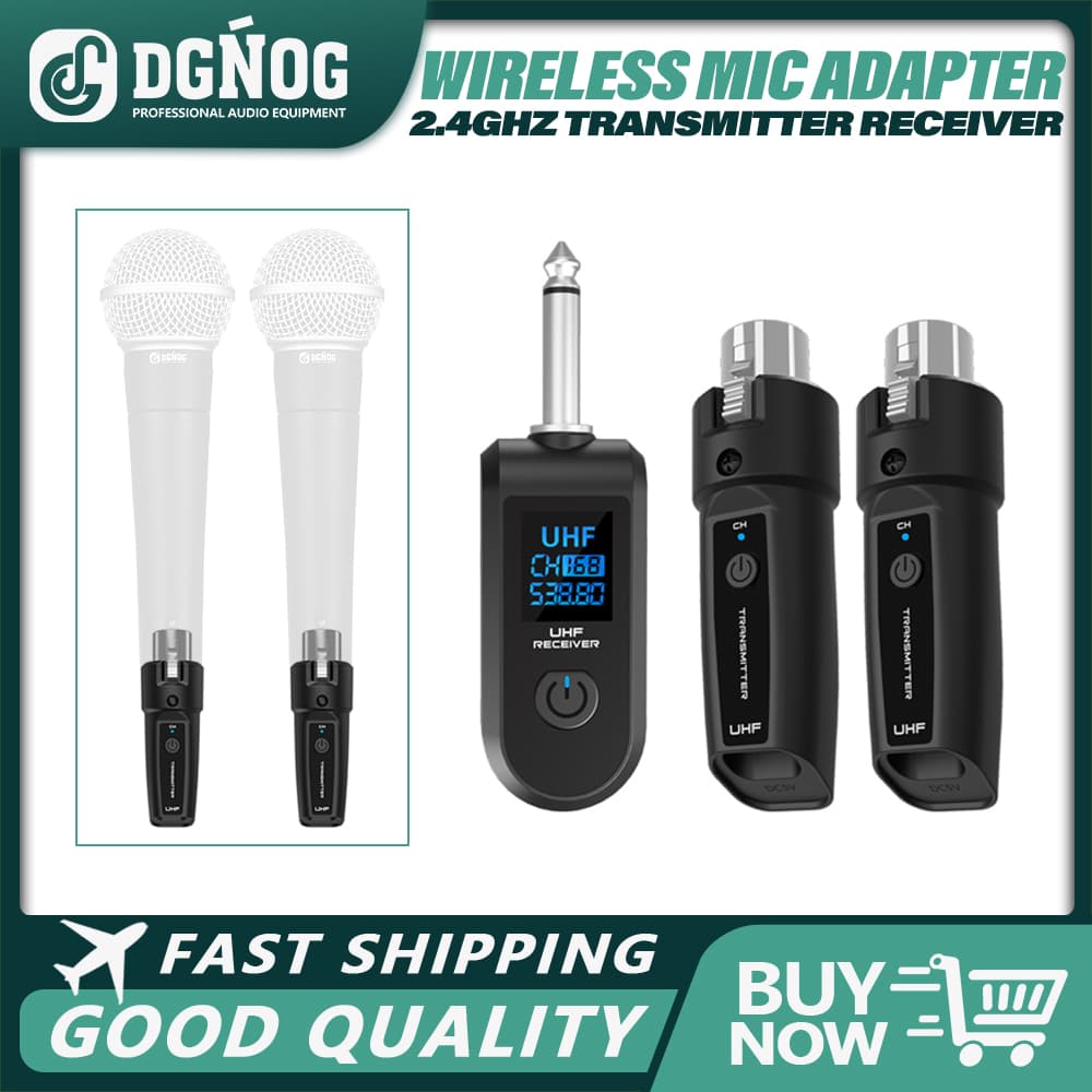 Conversor de Transmissor e Receptor Wireless XLR 2.4G para Microfone Dinâmico com Fio, Mesa de Som, Guitarra Elétrica e