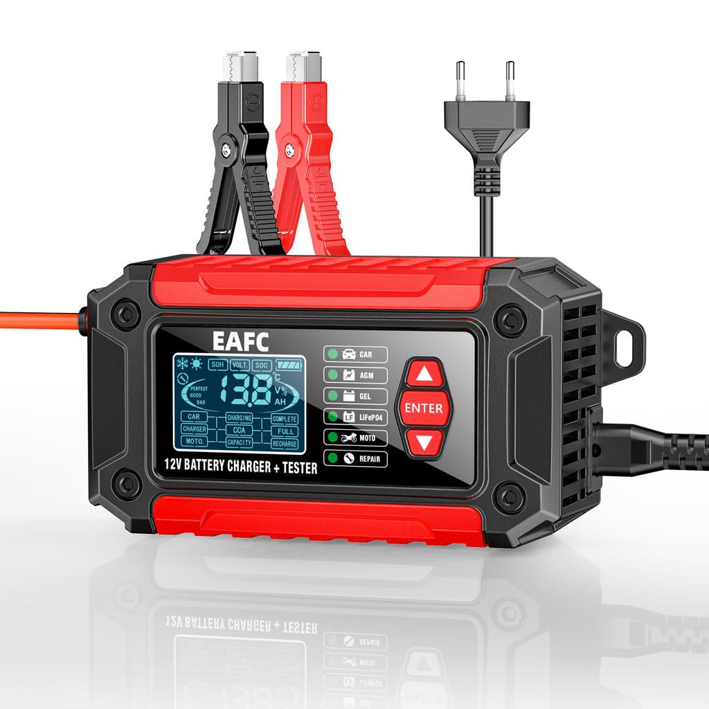 Carregador de Bateria de Chumbo Ácido AGM 12V 2026 para Carro e Moto - com Detecção de Bateria