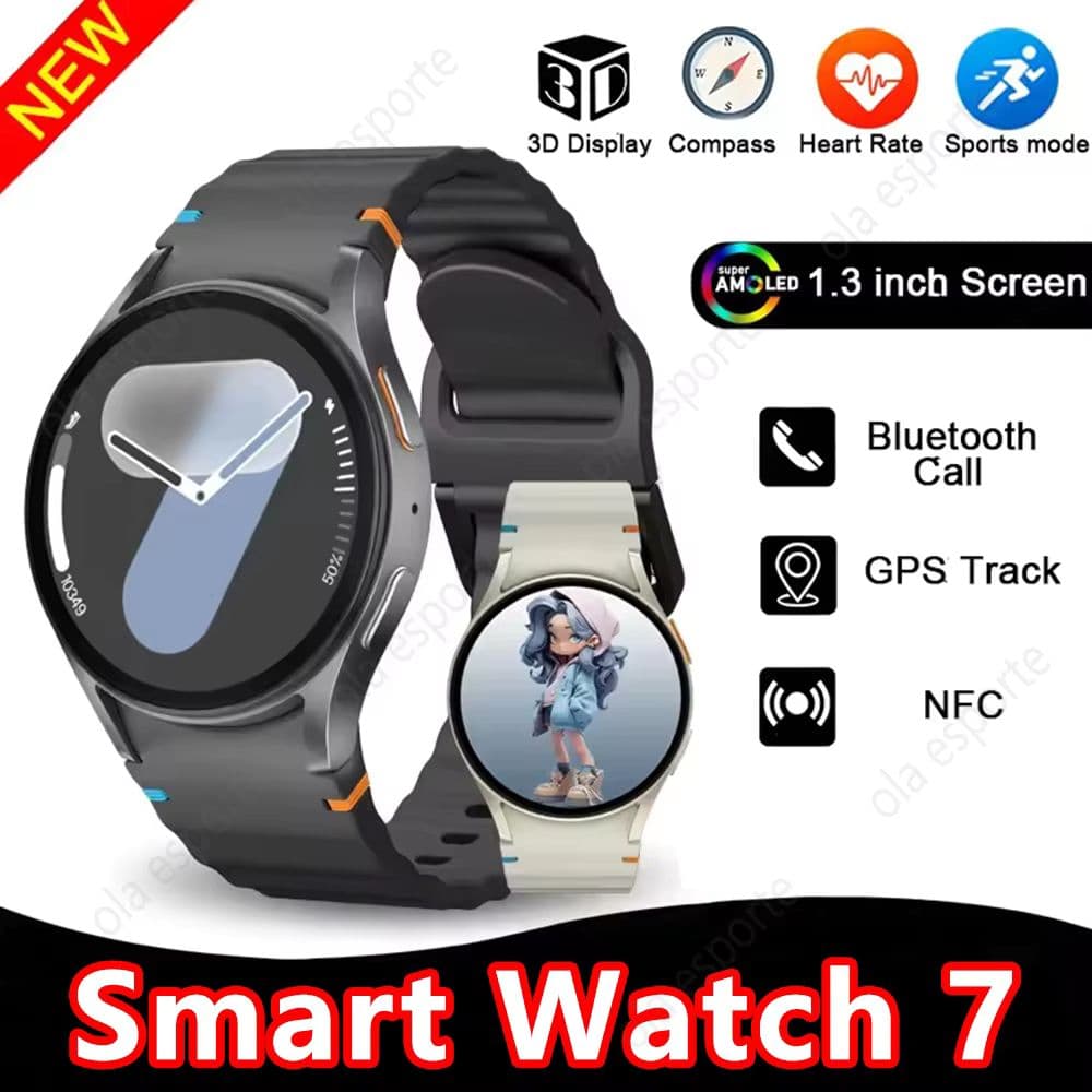 Novo Smartwatch Inteligente com GPS, Rastreador de Movimento, Display AMOLED, Bússola, Monitor de Frequência Cardíaca,