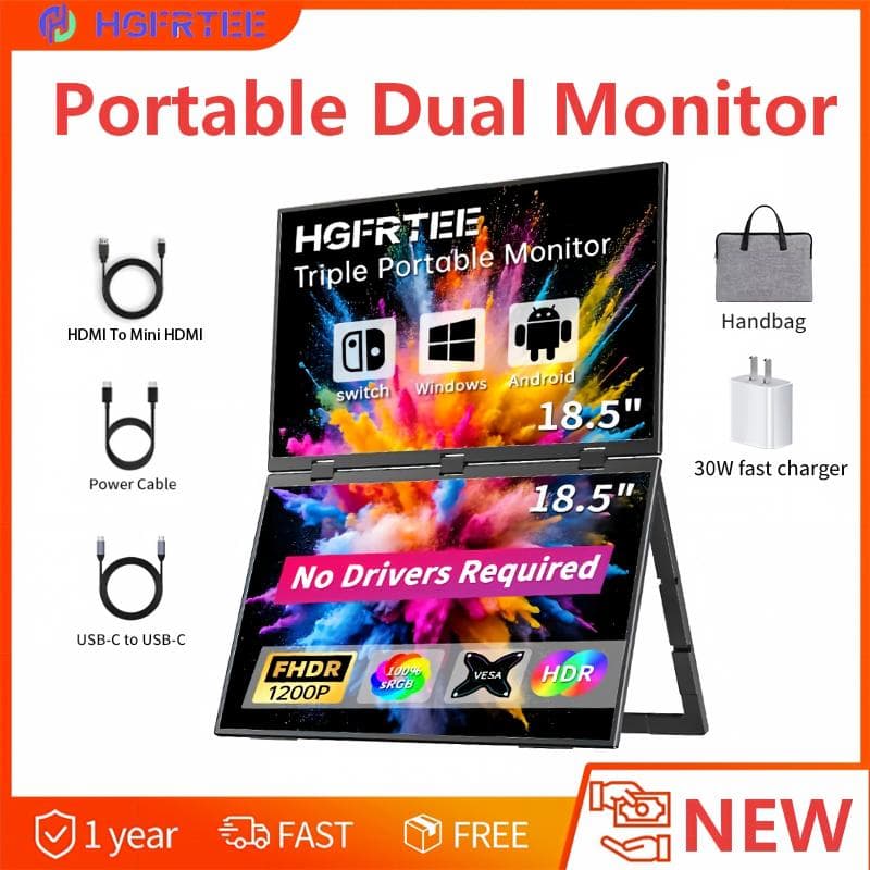 Suporte de monitor duplo portátil dobrável de 14,1 a 18,5 polegadas, suporte horizontal de tela dupla para Xbox