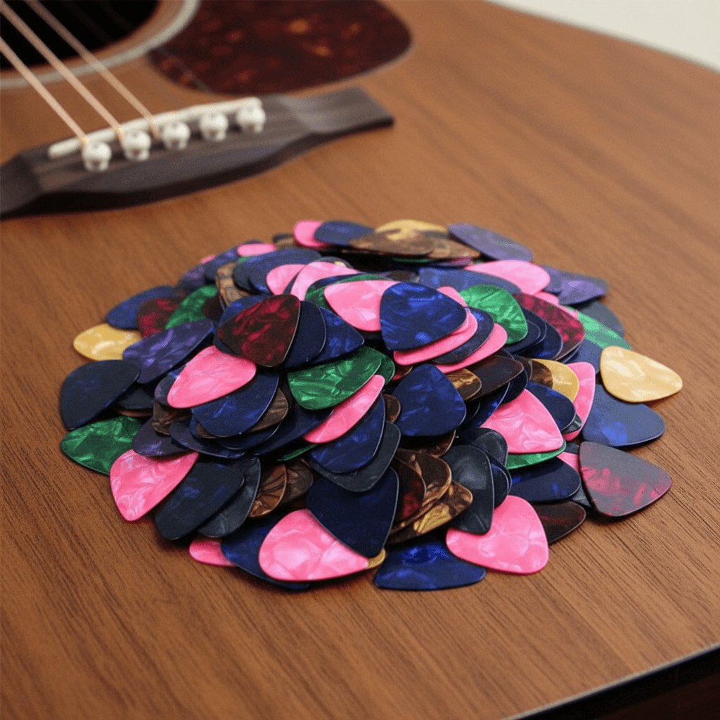 Conjunto de 100 Palhetas de Guitarra 0.46mm Celulóide Céu Estrelado Plectro para Guitarras Acústicas e Elétricas