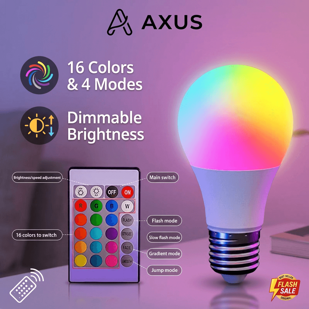 AXUS 16 Cores RGB Lâmpada LED Multicolor Iluminação Doméstica Regulável 24 Teclas Controle Remoto Inteligente Atmosfera
