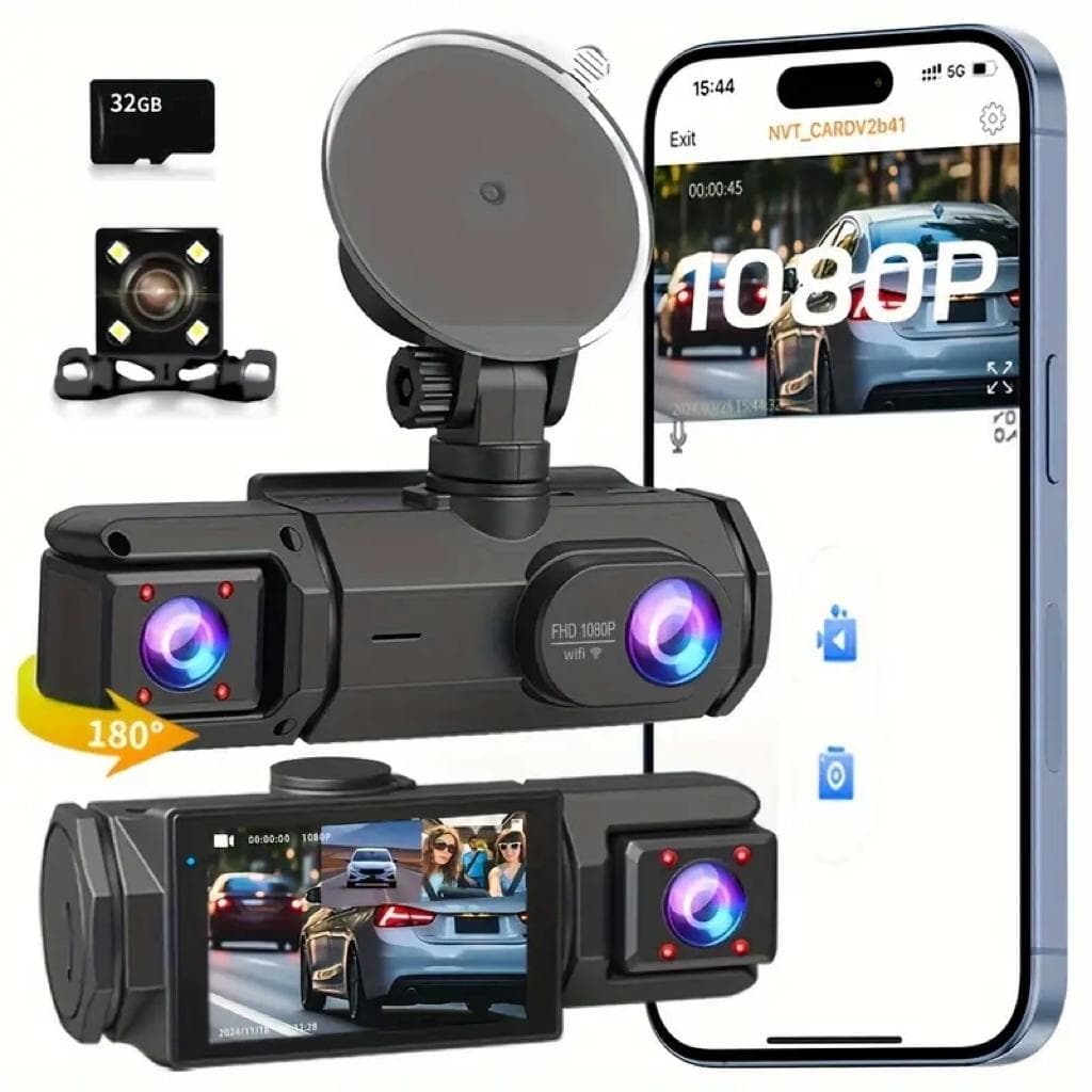 Três/Dois Canais Traço Cam WIFI 2.0 " Tela Ips Grande Angular G-sensor Loop Registro Visão Noturna Detecção De Movimento
