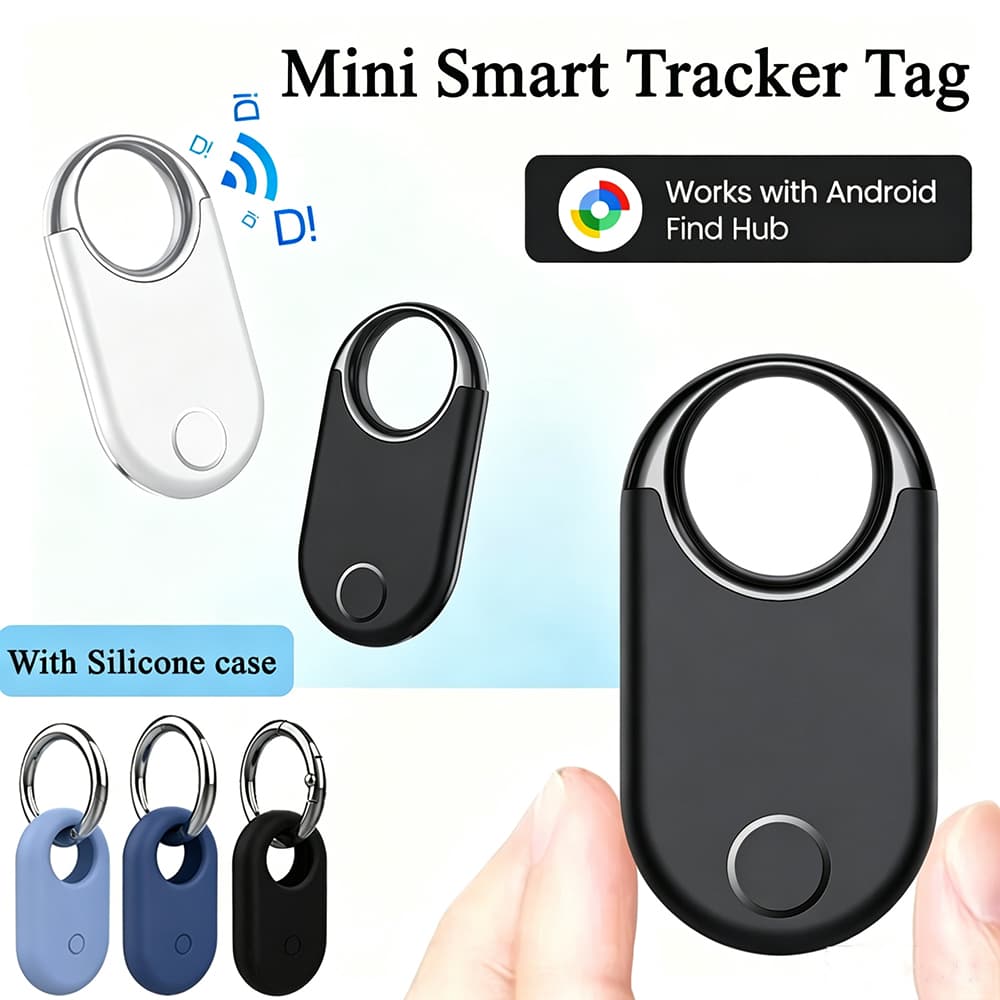 Rastreador GPS Android Smart Location Tag compatível com Google Find Hub, localizador de itens com capa de silicone para