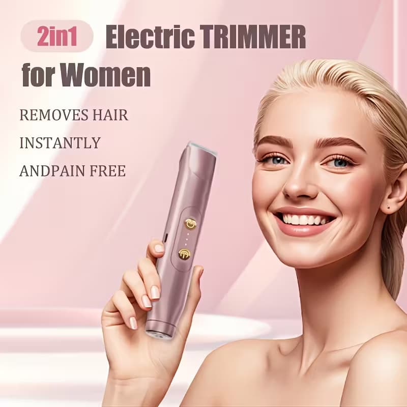 Depilador elétrico feminino com dupla cabeça à prova d'água, portátil para depilação facial e corporal nas áreas íntima,