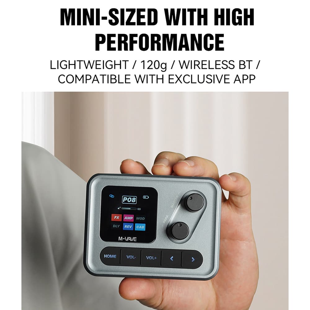 M VAVE Bolso Pedal De Efeitos Guitarra Recarregável IR Carregador Cor Display LCD Tudo Em Um Simulador Amplificador Com