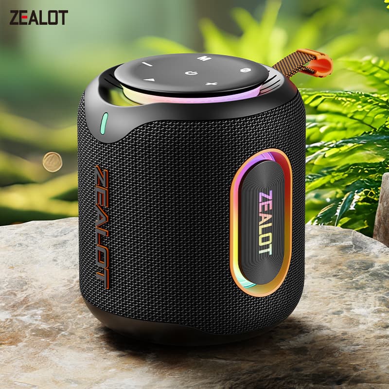 Caixa de Som Bluetooth Portátil ZEALOT M1 30W de Saída IPX6 à Prova d'Água BT5.4 Função de Corrente em Cascata Relógio