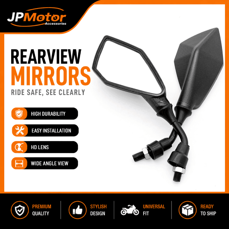 Espelhos Retrovisores Pretos para Moto M10 ABS, Espelhos Retrovisores para Scooter, E-Bike, ATV e Moto de Trilha,