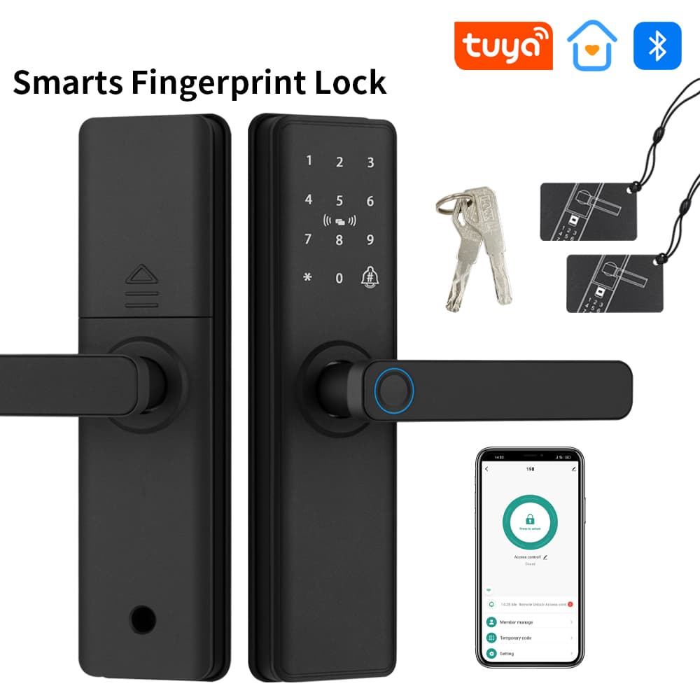 Fechadura De Porta Inteligente Com Impressão Digital Wifi Bluetooth Teclado RFID Hardware De Segurança Em Estoque Pronto
