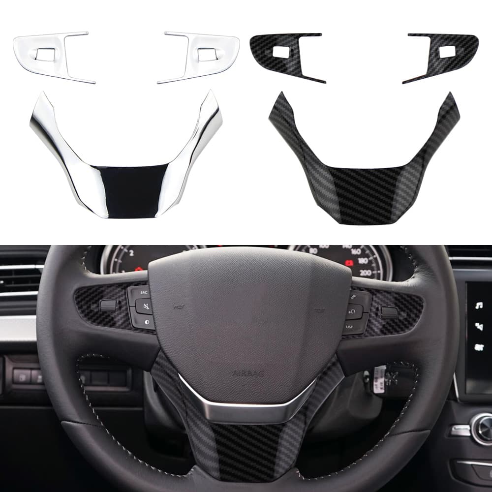 Capa De Acabamento De Volante Cromada De Fibra De Carbono Para Peugeot 508 2011-2016 Capas Interior Do Carro