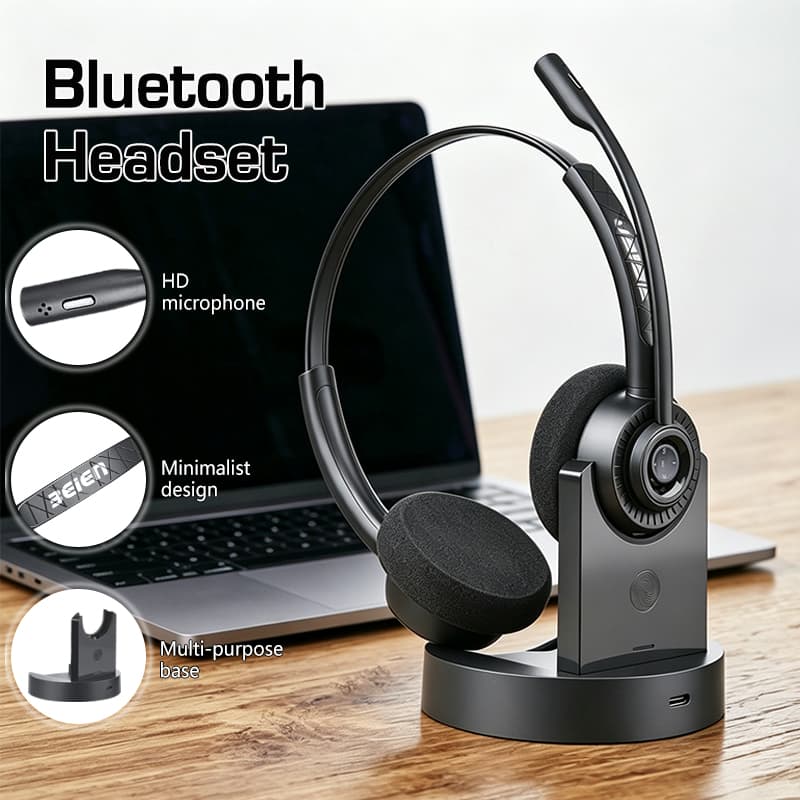 Fones de ouvido Bluetooth sem fio Beien BT108D com Bluetooth 6.0, cancelamento de ruído ENC, modo duplo, microfone