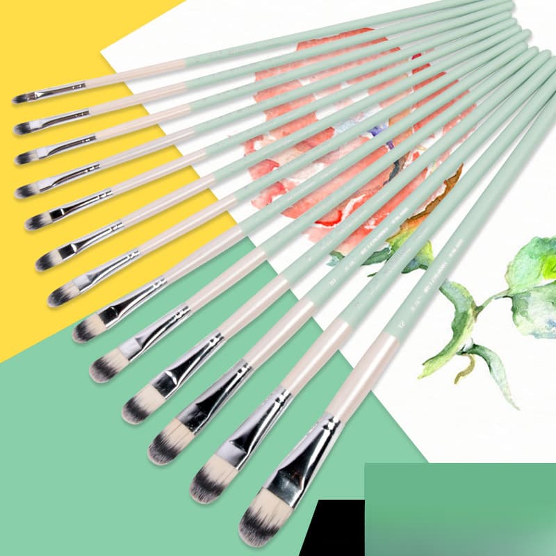 Conjunto de 13 pincéis de nylon para estudantes, materiais de arte, pincéis para pintura, guache, pincéis para aquarela,