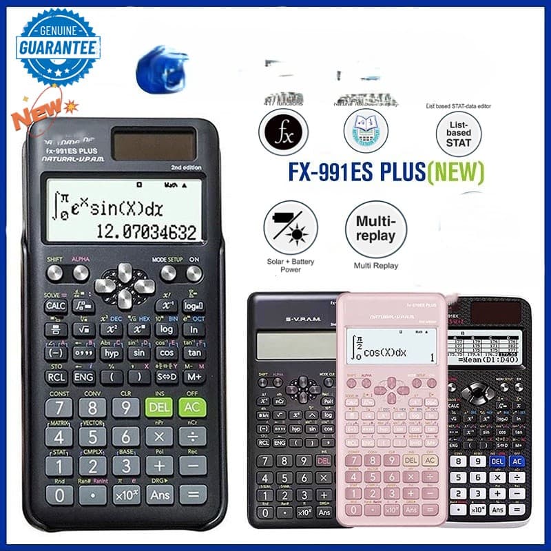 Calculadora Científica 417 Funções Solar Bateria Alimentação Dupla | Ferramenta Matemática de Engenharia Portátil para