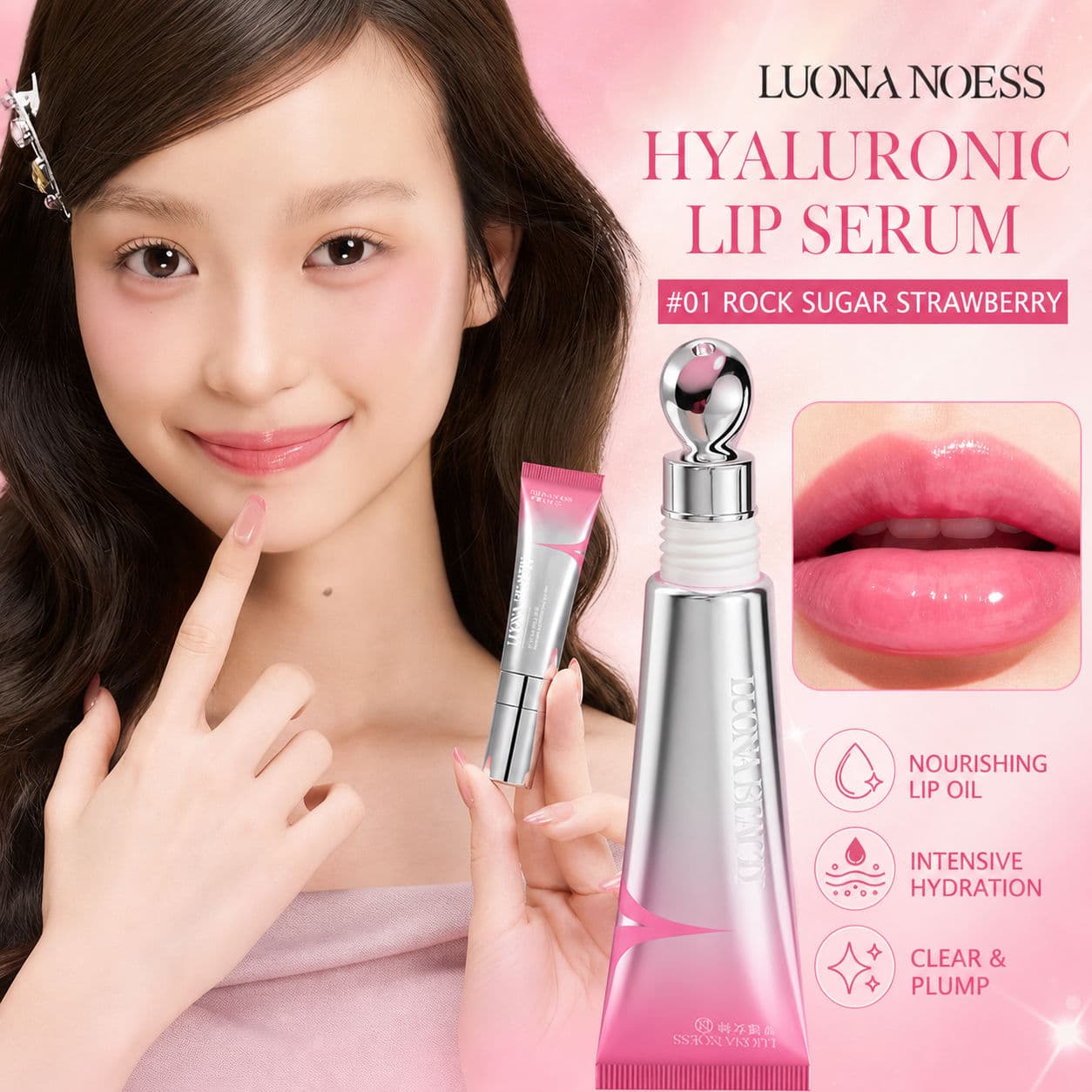 Essência Hidratante Labial Brilho, Óleo Labial Antirressecamento Hidratante para Suavizar Linhas Labiais, Brilho Labial