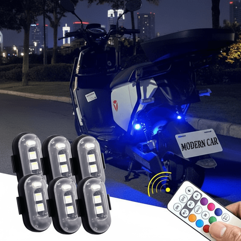 6 Conjunto Sem Fio Strobe Indicador de Luz LED de Aviso 7 Cores para Aeronave, Carro, Motocicleta, Bicicleta, RC Drone