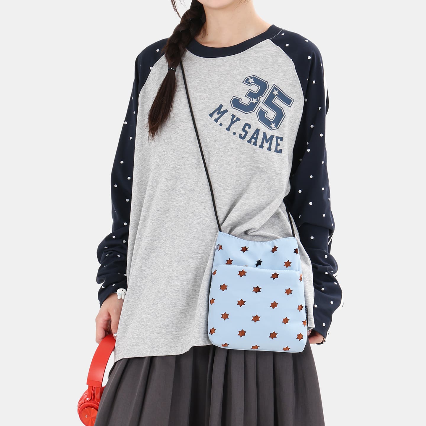 Bolsa tiracolo de náilon leve, estampa de estrela, mini bolsa transversal, pequena bolsa de ombro casual feminina, bolsa
