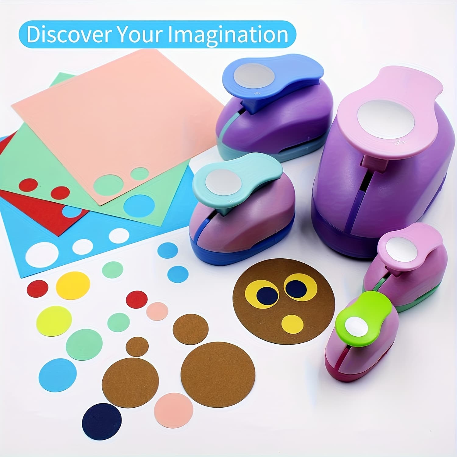 Conjunto de Furadores de Artesanato, Furadores de Papel Redondo em Vários Tamanhos, Ferramentas de Scrapbooking de Fácil