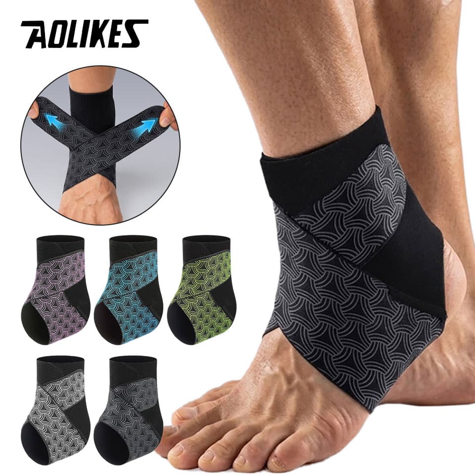 AOLIKES, 1 unidade tornozeleira esportiva, tornozeleira elástica respirável para compressão, basquete, futebol