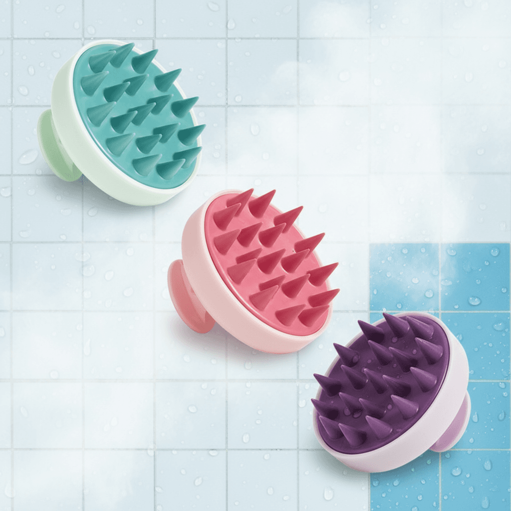Massageador de Shampoo de Silicone Limpa Couro Cabeludo, Reduz Caspa, Acalma Coceira