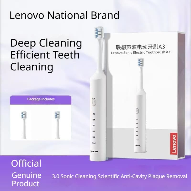 Escova de Dentes Elétrica Lenovo A3 Sonic Adulta, Cerdas Macias, 5 Modos, Recarregável, Escova Automática para Limpeza