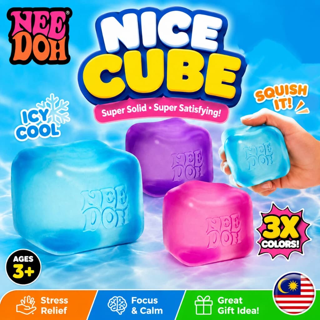 NeeDoh Nice Cube Squeeze Fidget Toy - Brinquedo Sensorial Antistress, Squishy de Subida Lenta para Crianças e Meninas