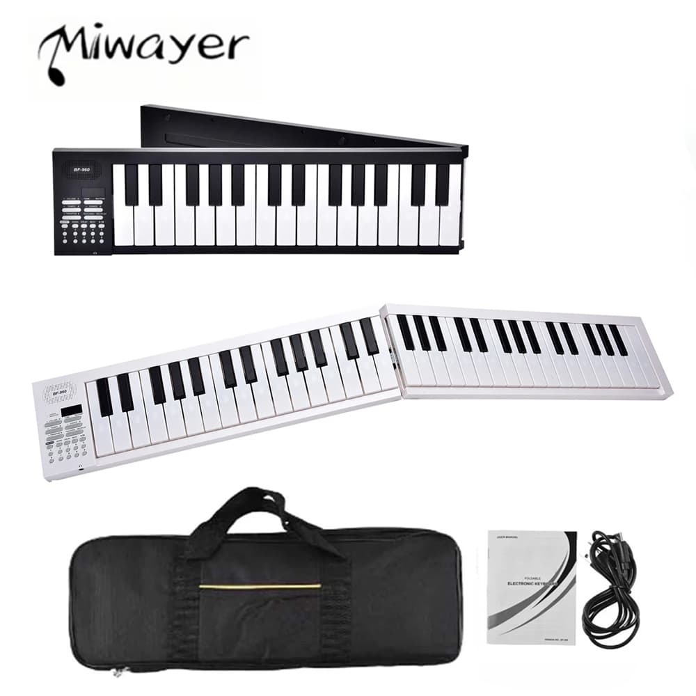 Miwayer Dobrável 61 Teclas Piano Eletrônico Portátil Teclado Digital Tamanho Completo Com Gravação Ritmo Metrônomo Recar