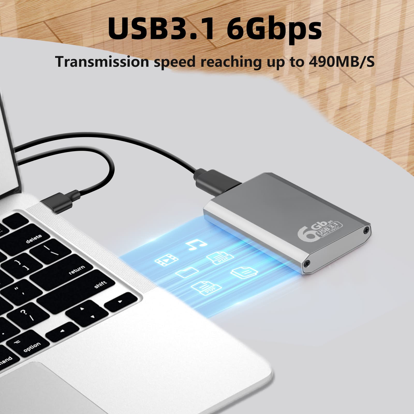 Caixa externa para disco rígido SSD mSATA para USB 3.1 Gen2 10 Gbps