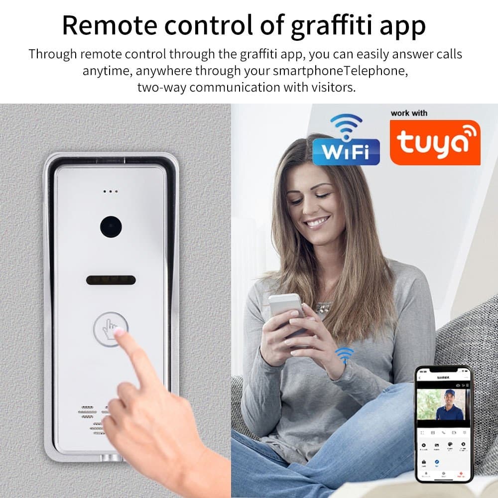 Um Conjunto AIRONGDI 7 Polegada Tuya WiFi IP Vídeo Porteiro Sistema De Intercomunicação , Tela Sensível Ao Toque 1080P A